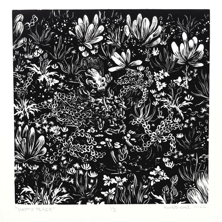 Happy Place - Linocut